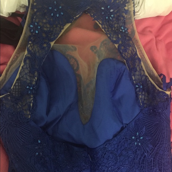 trumpet illusion neck beaded prom dress - Picture 6 of 7